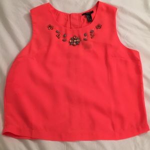 Orange/Coral Blouse with Gems
